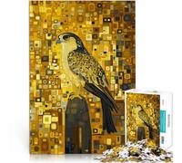 Puzzles pour Adolescents de 1000 pièces Faucon Doré Style Gustav Klimt Jeu de Quiz avec des pièces de Formes aléatoires entièrement imbriquées 38x26cm