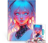 Puzzles pour Adolescents de 1000 pièces Fille d'anime aux Yeux Bleus Casse-tête Décoration Murale, Cadeaux Uniques pour Anniversaire et Noël 38x26cm