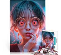 Puzzles pour Adolescents de 1000 pièces Fille d'anime aux Yeux Rouges défi éducatif Décoration d'intérieur et Cadeaux Uniques 38x26cm