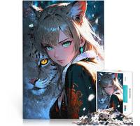 Puzzles pour Adolescents de 1000 pièces Fille d'anime et Lynx Jouet éducatif Anti-Stress Car C'est Un pour Toute la Famille 50x70cm