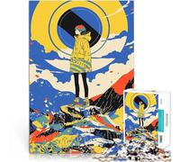 Puzzles pour Adolescents de 1000 pièces Fille en Veste Jaune sur la Montagne Jeu de Quiz Offrir en Cadeau à Toute la Famille 75x50cm