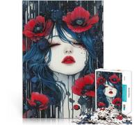 Puzzles pour Adolescents de 1000 pièces Fille et Fleurs de Pavot Jeux Jouets Cadeaux Car C'est Un pour Toute la Famille 75x50cm