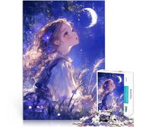 Puzzles pour Adolescents de 1000 pièces Fille regardant la Lune Entraînez Votre Cerveau et Vos Mains Une œuvre d'art 52x38cm