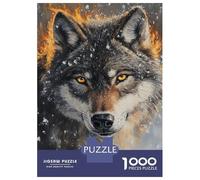 Puzzles pour Adolescents De 1000 Pièces Flame and Frost Wolf Puzzle pour Adultes - Jeu De Réflexion - Améliore La Mémoire - Cadeaux pour Amis Et Famille 38x26cm/1000pcs