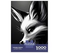 Puzzles pour Adolescents De 1000 Pièces Fox Portrait in Black and White Puzzle, Jeu Manuel, Décoration Murale, Idéal comme Cadeau pour Toute La Famille 52x38cm/1000pcs