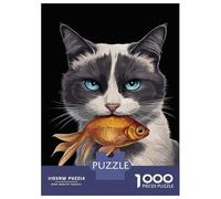 Puzzles pour Adolescents De 1000 Pièces Funny Cat and Fish Puzzles pour Adolescents - Jeux Relaxants - Cadeaux pour Femmes, Amis Et Famille 38x26cm/1000pcs