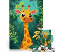 Puzzles pour Adolescents de 1000 pièces Girafe Mignonne dans la Jungle Casse-tête pour Convient pour la décoration de Bureau 52x38cm