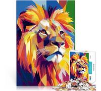 Puzzles pour Adolescents de 1000 pièces Gros Plan sur Un Lion WPAP pour s'amuser en Famille Cadeaux pour Les Amis et la Famille 52x38cm