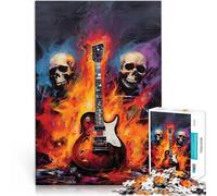 Puzzles pour Adolescents de 1000 pièces Guitariste Squelette Défi Difficile pour soulager Le Stress Jeu de défi Unique 52x38cm