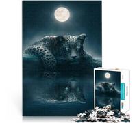 Puzzles pour Adolescents de 1000 pièces Jaguar au Clair de Lune Entraînez Votre Cerveau et Vos Mains Cadeau Amusant 38x26cm