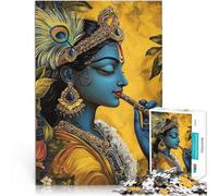 Puzzles pour Adolescents de 1000 pièces Krishna avec flûte Réduction du Stress intéressante Jeu éducatif pour Anniversaire, Noël 26x38cm