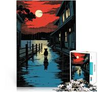 Puzzles pour Adolescents de 1000 pièces la Ville des Chats au Japon Casse-tête pour avec Affiche et Feuille de Questions correspondantes 52x38cm