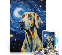Puzzles pour Adolescents de 1000 pièces Le Chien Dogue Allemand Van Gogh Jeux Amusants est idéal comme Cadeau pour Toute la Famille 75x50cm