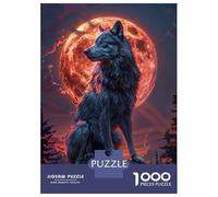 Puzzles pour Adolescents De 1000 Pièces Lone Wolf and Blood Moon Puzzles pour Adultes Jeux Relaxants, Amusants Et Humoristiques Cadeaux d'anniversaire Uniques 52x38cm/1000pcs