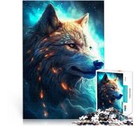 Puzzles pour Adolescents de 1000 pièces Loup Blanc dans la nébuleuse Jeu Pratique Chaque pièce est Unique - Jeu Familial Stimulant et Amusant 38x26cm