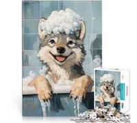 Puzzles pour Adolescents de 1000 pièces Loup dans Un Bain moussant Coupe de précision est idéal comme Cadeau pour Toute la Famille 38x26cm