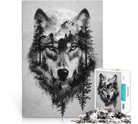 Puzzles pour Adolescents de 1000 pièces Loup Double Exposition Réduction du Stress intéressante Œuvre d'art 38x26cm