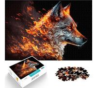 Puzzles pour Adolescents de 1000 pièces Loup Fait par Le feu Jeu Familial Anti-Stress Défi Difficile Idées Cadeaux 52x38cm