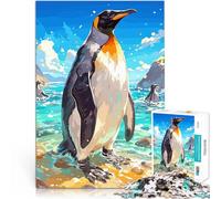 Puzzles pour Adolescents de 1000 pièces Manchot Royal sur la Plage Jeu intellectuel Jouet Excellent Cadeau pour Les Jeux 75x50cm