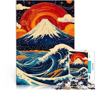 Puzzles pour Adolescents de 1000 pièces Mont Fuji et Vagues Séjour Anti-Stress pour Tuer Le Temps décoration Murale 38x26cm