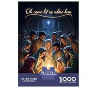 Puzzles pour Adolescents De 1000 Pièces Nativity Scene Oh Come Let Us Adore Puzzle, Jeu Manuel, Décoration Murale, Idéal comme Cadeau pour Toute La Famille 38x26cm/1000pcs