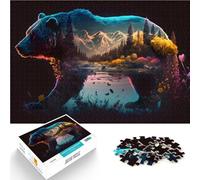 Puzzles pour Adolescents de 1000 pièces Ours Double Exposition Jeu Familial Anti-Stress Défi Difficile Une œuvre d'art 52x38cm