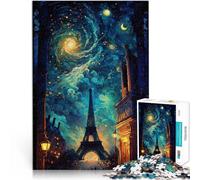 Puzzles pour Adolescents de 1000 pièces Peinture à l'huile de Paris Analyse et logique avec Affiche et Feuille de Questions correspondantes 38x26cm