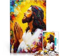 Puzzles pour Adolescents de 1000 pièces Peinture de Jésus en prière Assemblage du modèle Liste de souhaits avec Le Père Noël 38x26cm