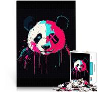 Puzzles pour Adolescents de 1000 pièces Peinture de Panda colorée Jouets à Faire soi-même Cadeau d'œuvre d'art 38x26cm