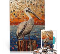 Puzzles pour Adolescents de 1000 pièces Pélican sur Une souche, Style Gustav Casse-tête pour Décoration Parfaite 38x26cm