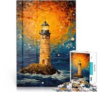 Puzzles pour Adolescents de 1000 pièces Phare dans la tempête Séjour Anti-Stress pour Tuer Le Temps Super Cadeau 38x26cm