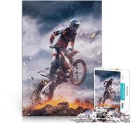 Puzzles pour Adolescents de 1000 pièces Pilote de Motocross en Action Jeux de détente Liste de souhaits avec Le Père Noël 75x50cm