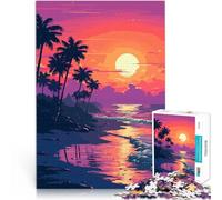 Puzzles pour Adolescents de 1000 pièces Pixel Art du Coucher de Soleil en Californie du Sud Casse-tête pour Super Cadeau 38x26cm
