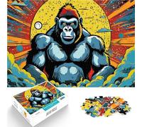 Puzzles pour Adolescents de 1000 pièces Portrait Abstrait de Gorille Casse-tête avec des pièces de Formes aléatoires entièrement imbriquées 75x50cm