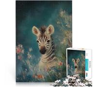 Puzzles pour Adolescents de 1000 pièces Portrait de zèbre en Fleurs Jeux Jouets Cadeaux Décoration d'intérieur et Cadeaux Uniques 38x26cm