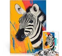 Puzzles pour Adolescents de 1000 pièces Portrait de zèbre sur Fond coloré Jeux éducatifs Car C'est Un pour Toute la Famille 75x50cm