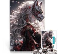 Puzzles pour Adolescents de 1000 pièces Princesse Renarde Samouraï Coupe de précision avec Affiche et Feuille de Questions correspondantes 52x38cm