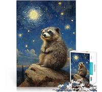 Puzzles pour Adolescents de 1000 pièces Raton Laveur sous Un Ciel étoilé Casse-tête est idéal comme Cadeau pour Toute la Famille 38x26cm