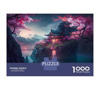 Puzzles pour Adolescents De 1000 Pièces Red Pink Cherry Blossom Puzzles pour Adolescents - Jeux Relaxants - Cadeaux pour Femmes, Amis Et Famille 70x50cm/1000pcs