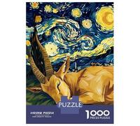 Puzzles pour Adolescents De 1000 Pièces Sleeping Antelope Starry Night Art Puzzles pour Adultes, Jeux Familiaux, Décoration Murale, Défi Éducatif 70x50cm/1000pcs