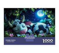 Puzzles pour Adolescents De 1000 Pièces Sleeping Cow Under Moonlight Puzzle Casse-tête, Décoration Parfaite, Cadeau d'anniversaire Unique 38x26cm/1000pcs