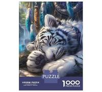 Puzzles pour Adolescents De 1000 Pièces Sleeping White Tiger Puzzle pour Adultes - Jeu De Réflexion - Améliore La Mémoire - Cadeaux pour Amis Et Famille 38x26cm/1000pcs