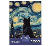 Puzzles pour Adolescents De 1000 Pièces Starry Night Cat -11 Puzzle pour Adultes - Jeu De Réflexion - Améliore La Mémoire - Cadeaux pour Amis Et Famille 70x50cm/1000pcs