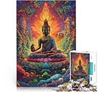 Puzzles pour Adolescents de 1000 pièces Statue de Bouddha colorée Assemblage du modèle Jeu éducatif pour Anniversaire, Noël 52x38cm