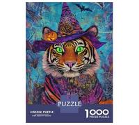 Puzzles pour Adolescents De 1000 Pièces Tiger Witch Halloween Puzzle pour Adultes - Jeu De Réflexion - Améliore La Mémoire - Cadeaux pour Amis Et Famille 38x26cm/1000pcs