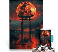 Puzzles pour Adolescents de 1000 pièces Torii de la Lune de Sang Jouets de Jeu pour Cadeau Familial Bon Cadeau 38x26cm