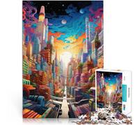 Puzzles pour Adolescents de 1000 pièces Ville paranormale animée Jeu Familial pour et Cadeau d'anniversaire, Cadeaux, décoration Murale 52x38cm