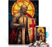 Puzzles pour Adolescents de 1000 pièces Vitrail Chevalier Croisé Analyse et logique Cadeau d'anniversaire, Cadeaux, décoration Murale 38x26cm