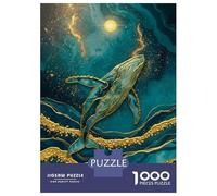 Puzzles pour Adolescents De 1000 Pièces Whale in Teal and Gold Puzzles pour Adultes Jeux Relaxants, Amusants Et Humoristiques Cadeaux d'anniversaire Uniques 70x50cm/1000pcs
