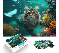 Puzzles pour Adolescents de 2000 pièces Chat sirène Tropicale Réduction du Stress intéressante Bon Cadeau 70x100cm
